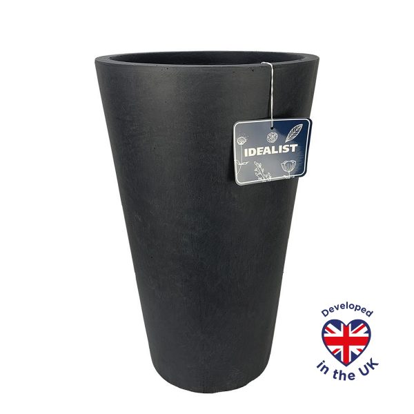 Contemporary Stone Dark Grey Washed Round Planter H70 L50 W50 cm, 137 ltrs Cap.