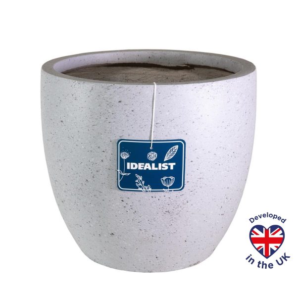 Contemporary Grey Marble Light Concrete Egg Planter D56 H52 cm, 128 ltrs Cap.