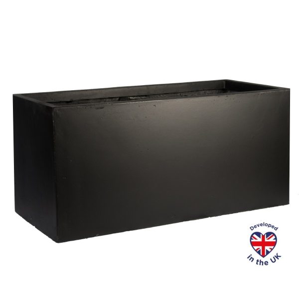 Black Light Concrete Trough Garden Planter H30 L65 W19 cm, 37 ltrs Cap.