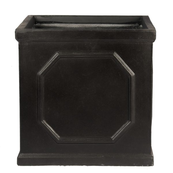 Faux Lead Chelsea Box Square Dark Grey Light Stone Garden Planter W55 H55 L55 cm, 166 ltrs Cap.