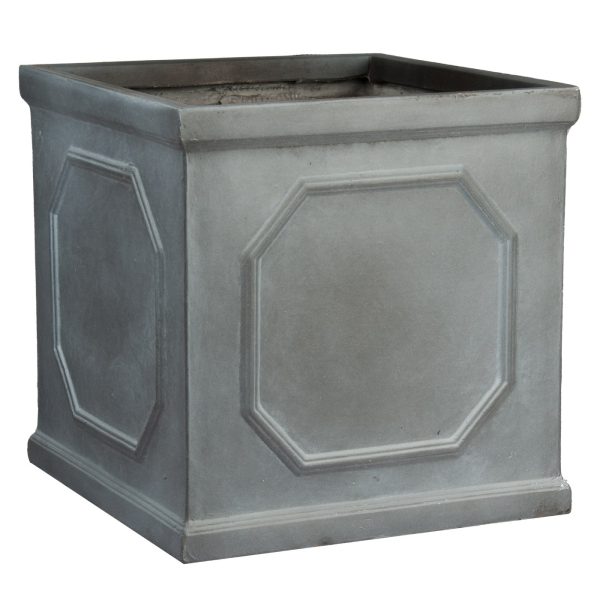 Patio Faux Lead Chelsea Box Square Grey Light Stone Garden Planter for Trees W55 H55 L55 cm, 166 ltrs Cap.