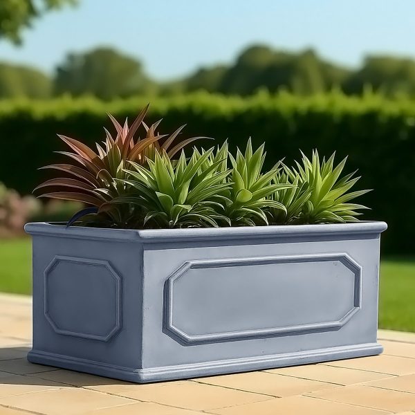 Faux Lead Chelsea Trough Light Stone Garden Planter W30 H30.5 L71 cm, 64 ltrs Cap.