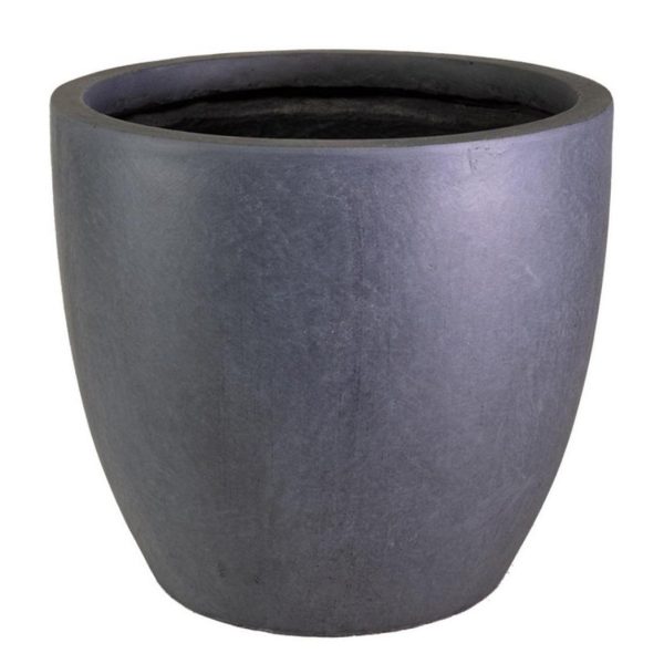 Dark Grey Washed Light Concrete Egg Garden Planter D56 H52 cm, 128 ltrs Cap.