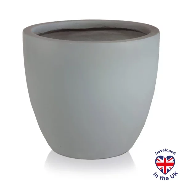 Stone Grey Light Concrete Egg Garden Planter D35 H32 cm, 30 ltrs Cap.