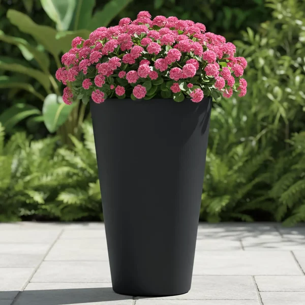 Stone Dark Grey Washed Round Garden Planter H51 L32 W32 cm, 41 ltrs Cap.