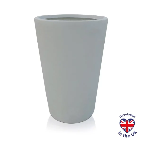 Round Stone Grey Light Concrete Garden Planter H57 L41 W41 cm, 75 ltrs Cap.