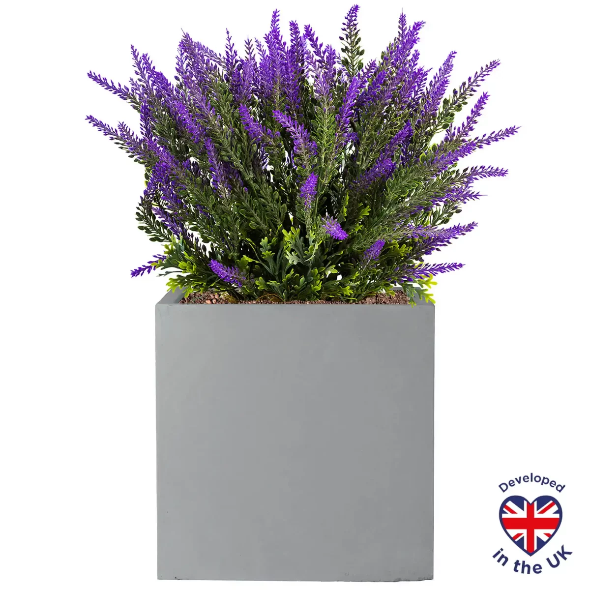 Square Box Grey Light Concrete Garden Planter H25 L25 W25 cm, 16 ltrs Cap.