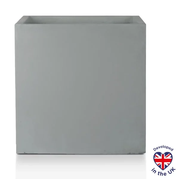 Square Box Grey Light Concrete Garden Planter H40 L40 W40 cm, 65 ltrs Cap.