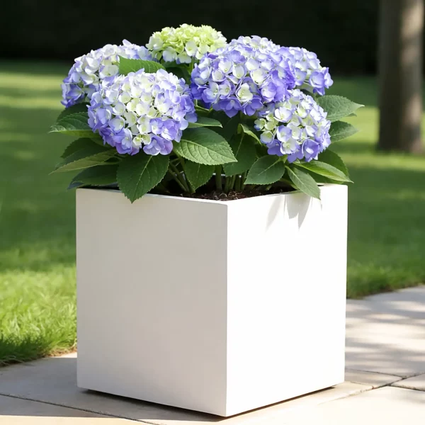 Square Box White Light Concrete Garden Planter H30 L30 W30 cm, 27 ltrs Cap.