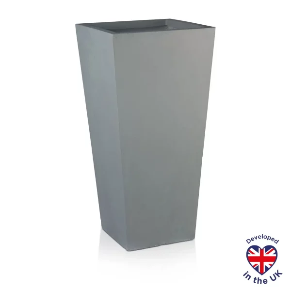 Tall Tapered Grey Light Concrete Garden Planter H50.5 L24.5 W24.5 cm, 30 ltrs Cap.