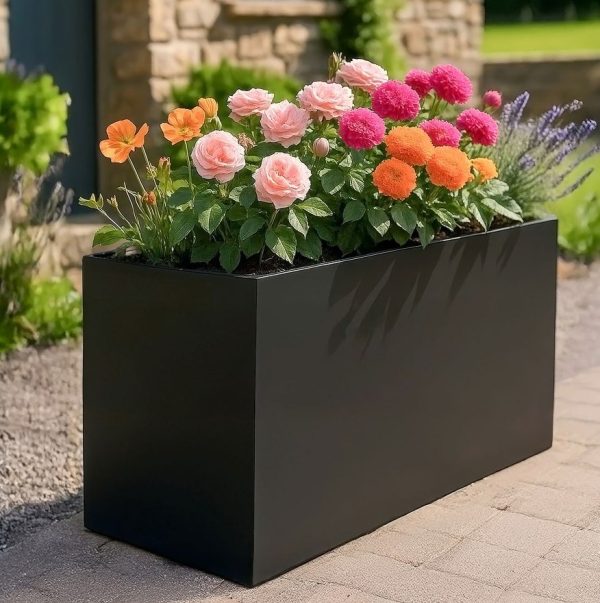 Black Light Concrete Trough Garden Planter H41 L85 W26 cm, 91 ltrs Cap.