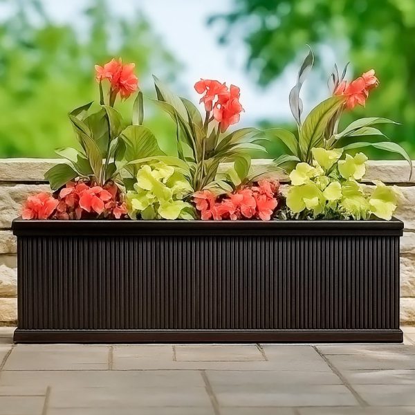 Vertical Ribbed Vintage Style Faux Lead Window Box Garden Planter H23 L70 W23 cm, 37 ltrs Cap.