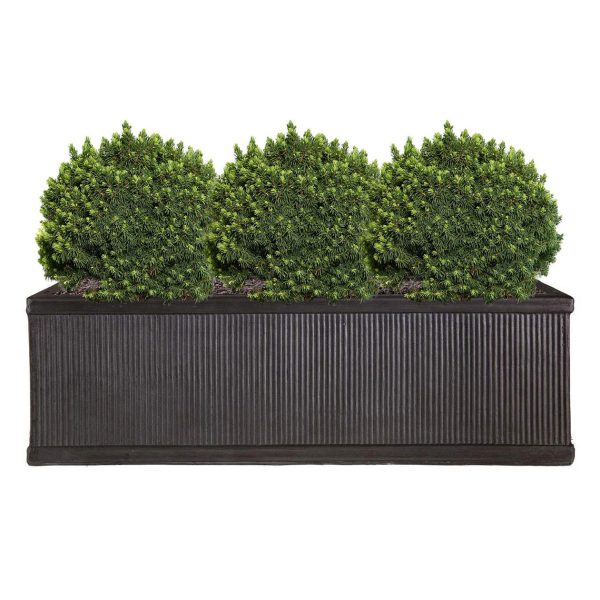 Vertical Ribbed Vintage Style Faux Lead Trough Garden Planter H30 L80 W30 cm, 72 ltrs Cap.