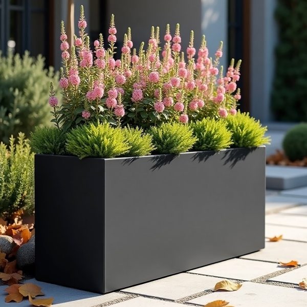 Faux Lead Light Concrete Trough Garden Planter H41 L85 W26 cm, 91 ltrs Cap.