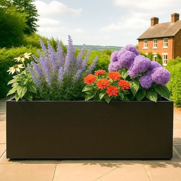 Black Light Concrete Trough Garden Planter H37.5 L80 W37 cm, 111 ltrs Cap.