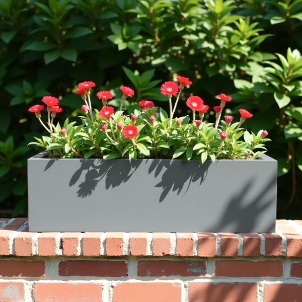Window Box Light Concrete Grey Garden Planter L60 W17 H17.5 cm, 18 ltrs Cap.