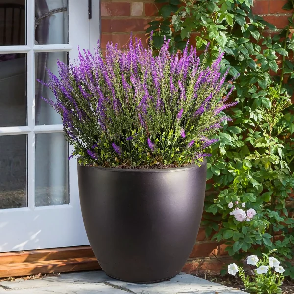 Black Light Concrete Egg Garden Planter D46 H45 cm, 75 ltrs Cap.