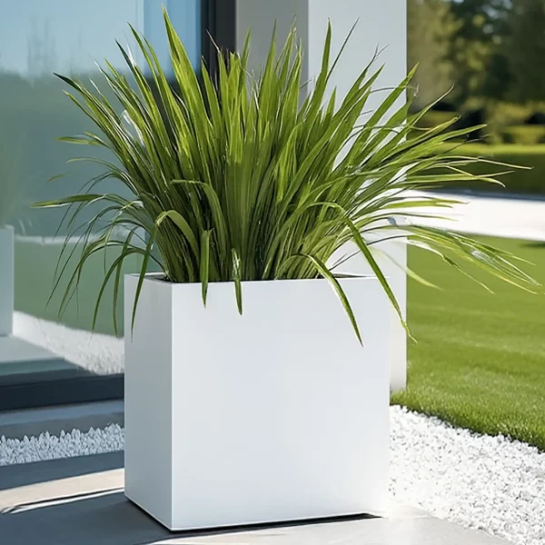Narrow White Light Concrete Trough Garden Planter H72 L60.5 W22.5 cm, 98 ltrs Cap.