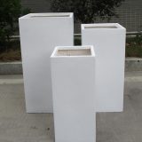 Tall Square Contemporary White Light Concrete Planter H70 L33 W33 cm
