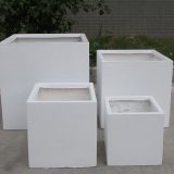 Square Box Contemporary White Light Concrete Planter H40 L40 W40 cm