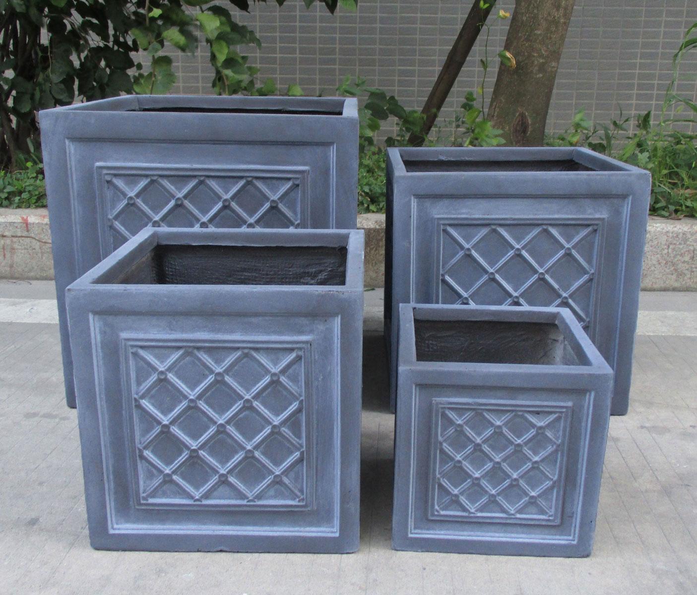 lead effect square planter 45cm