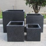 Square Box Contemporary Black Terazzo Light Concrete H50 L50 W50 cm Planter