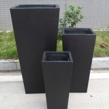 Tall Tapered Contemporary Black Light Concrete Planter H65 L32 W32 cm