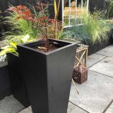 Tall Tapered Contemporary Black Light Concrete Planter H65 L32 W32 cm