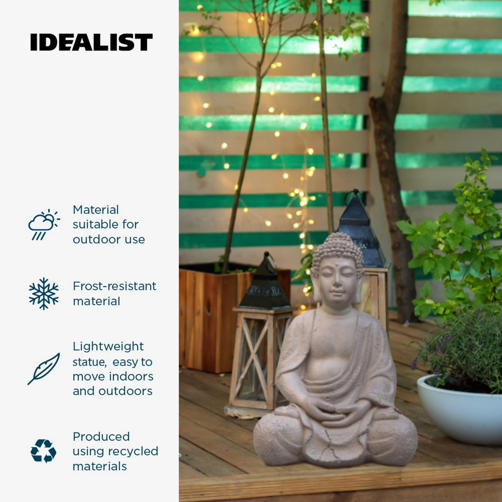 Sitting in Meditation Buddha Brown Indoor and Outdoor Statue L30 W24 ...