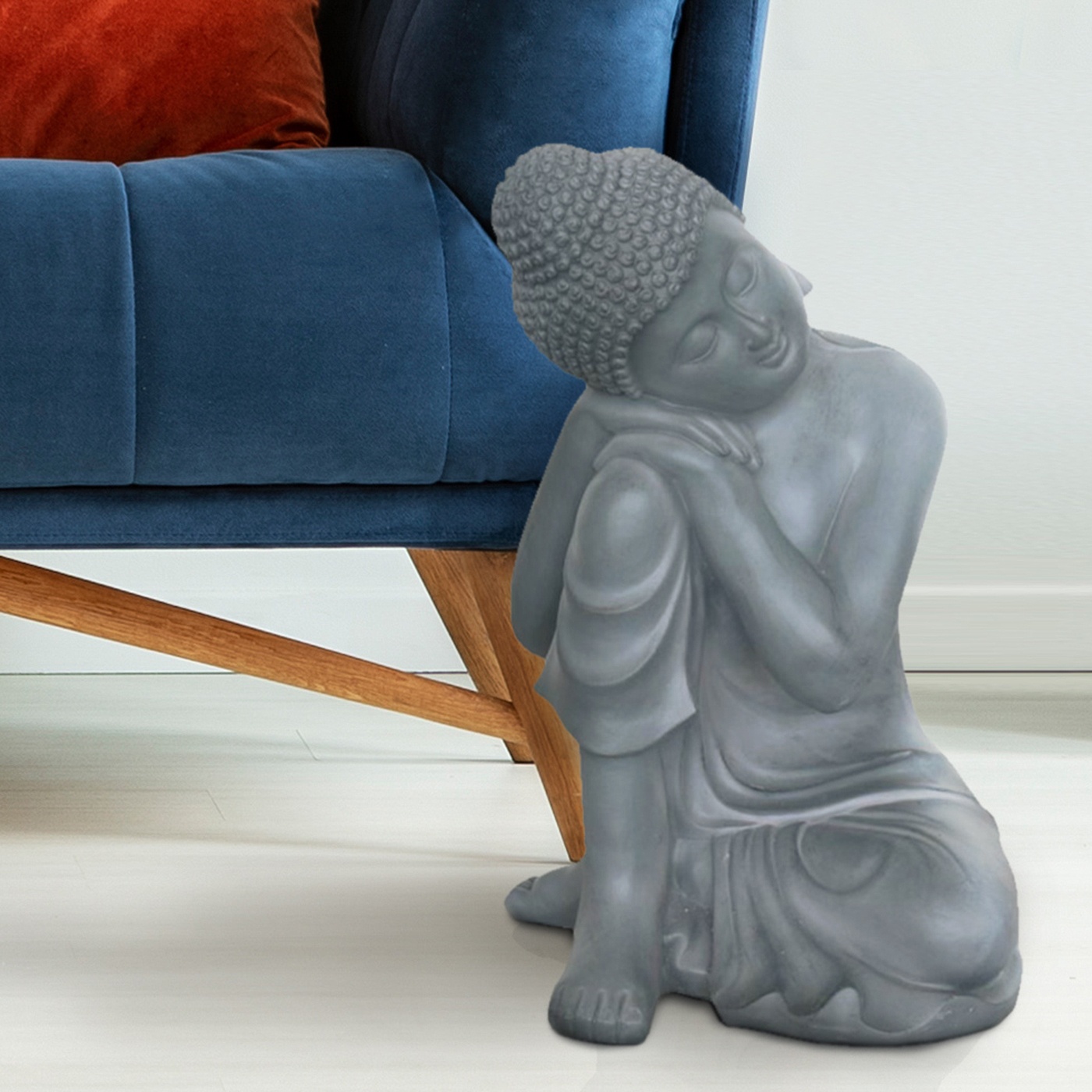 Resting Buddha Grey Indoor and Outdoor Statue L35.5 W34 H50.5 cm buy ...