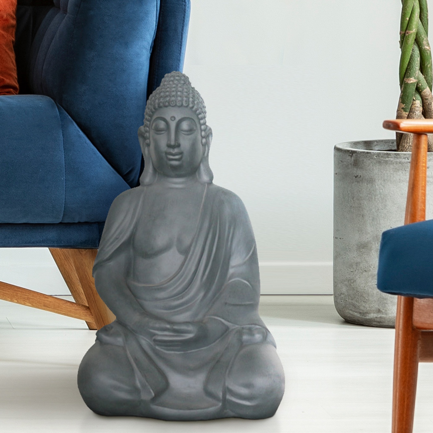 Sitting in Meditation Buddha Grey Indoor and Outdoor Statue L35.5 W26,5 ...