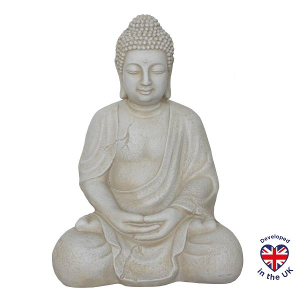 Sitting Buddha Beige Outdoor Statue L21.5 W17.5 H30.5 cm