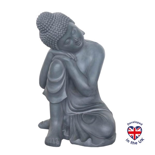 Resting Buddha Grey Outdoor Statue L35.5 W34 H50.5 cm