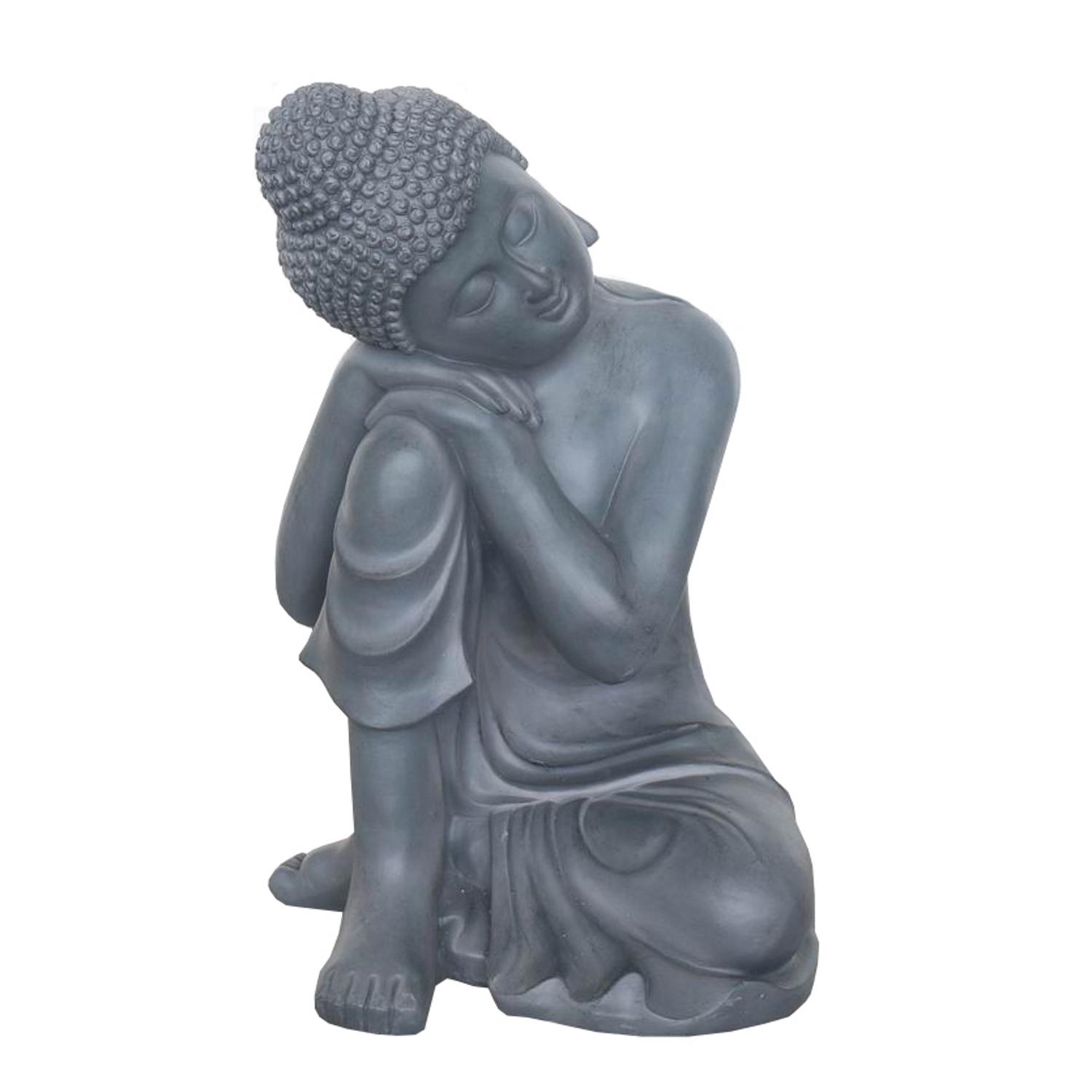 Resting Buddha Grey Outdoor Statue L35.5 W34 H50.5 cm buy from £79.99 ...