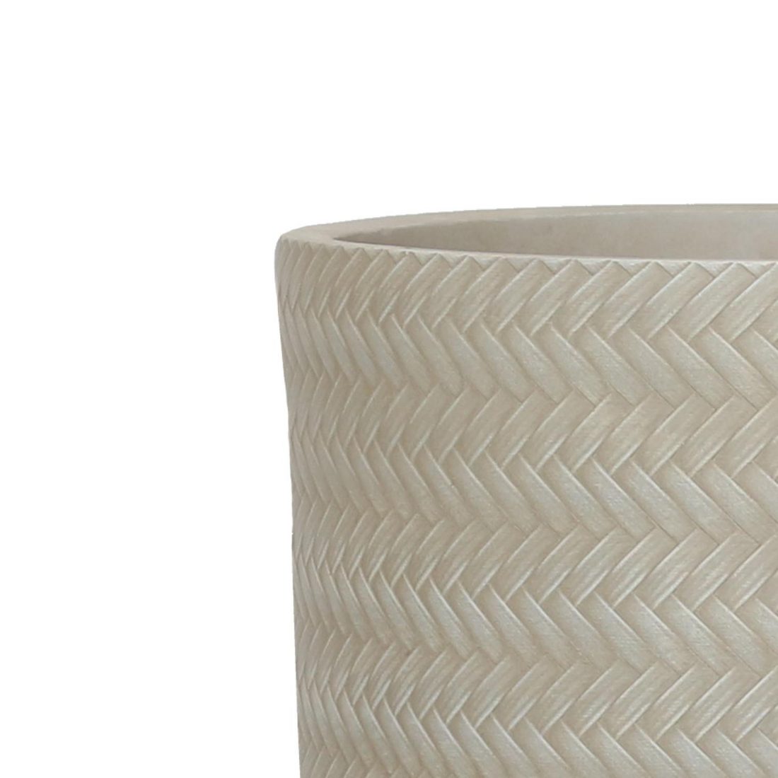 Plaited Style Beige Cylinder Round Indoor Planter with Feet D24 H35 cm