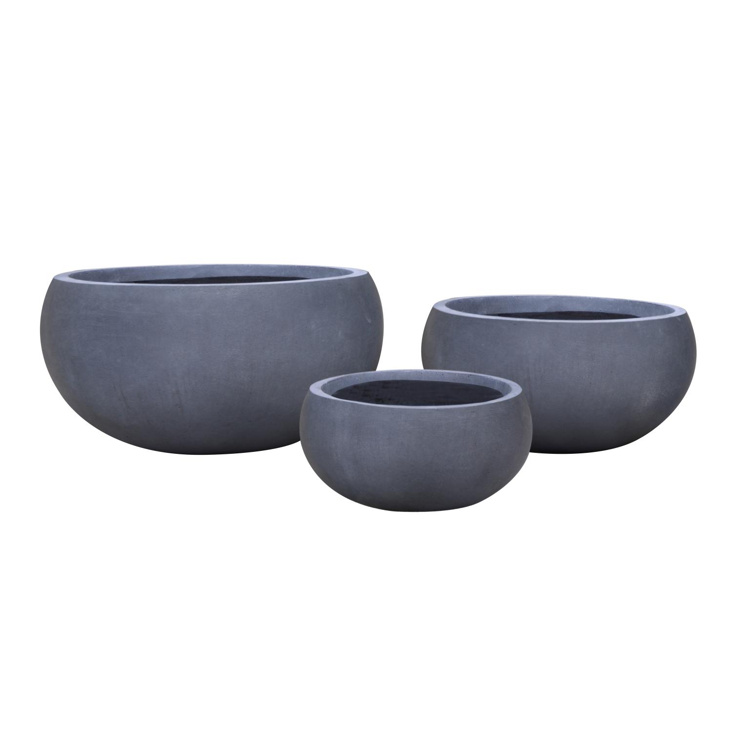 Classic Smooth Dark Grey Bowl Outdoor Planter D55 H26 Cm 618 Ltrs Cap