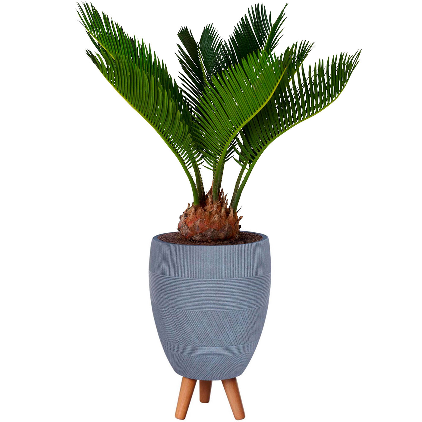 Striped Grey Indoor Egg Planter with Legs D27 H43 cm, 15.2 ltrs Cap.