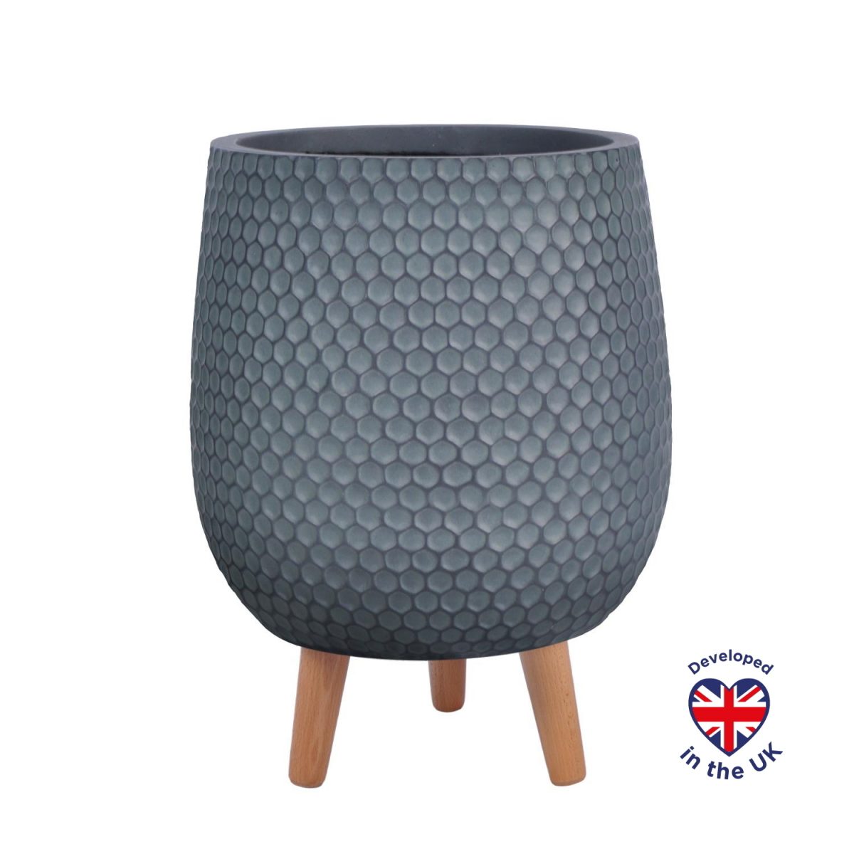 Honeycomb Style Slate Grey Indoor Egg Planter with Legs D32 H43 cm, 21.9 ltrs Cap.