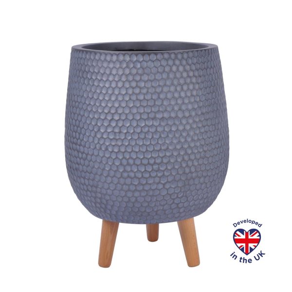 Honeycomb Style Grey Indoor Egg Planter with Legs D32 H43 cm, 21.9 ltrs Cap.