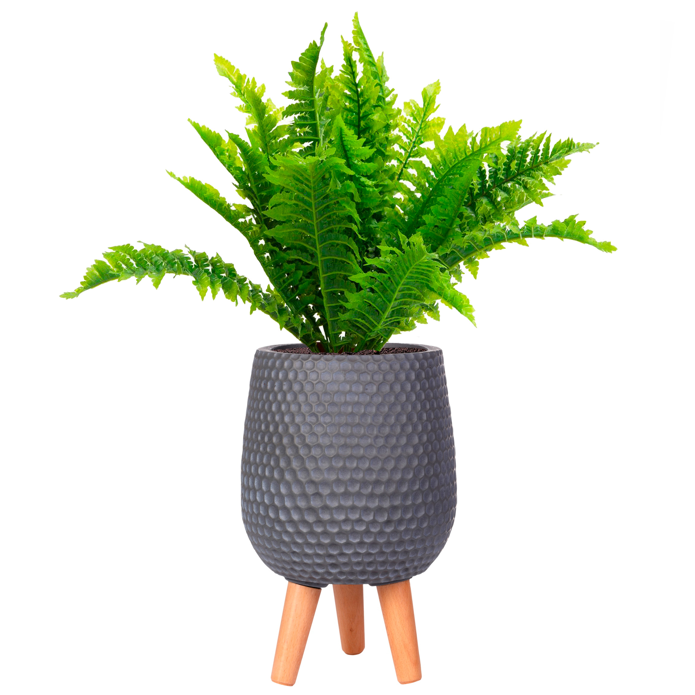 Honeycomb Style Slate Grey Indoor Egg Planter with Legs D22 H34 cm, 6.9 ltrs Cap.