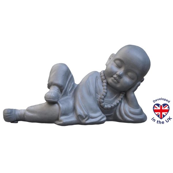 Resting Baby Monk Grey Outdoor Statue L39,5 W17 H21 cm