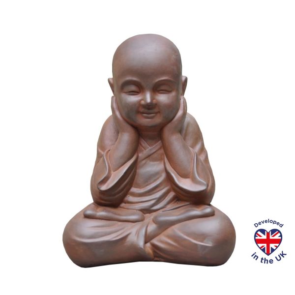 Sitting Baby Monk Rusty Outdoor Statue L29,5 W23,5 H39 cm