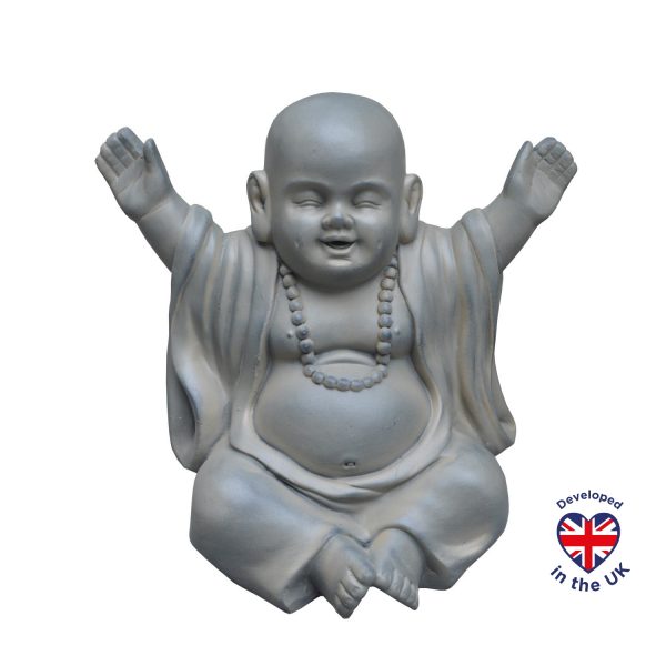Laughing Baby Monk Moss Washed Outdoor Statue L35,5 W25,5 H31,5 cm