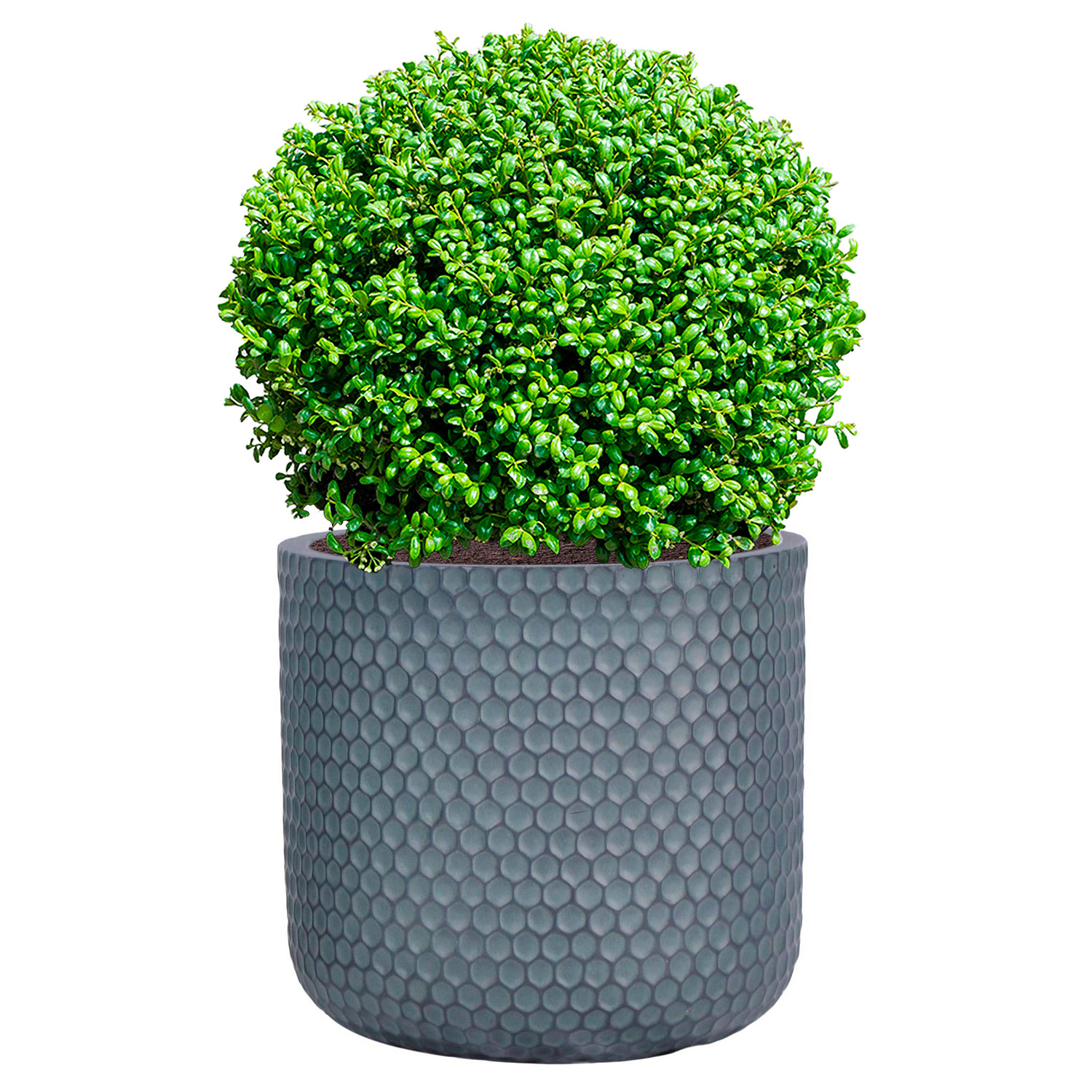 Honeycomb Style Slate Grey Cylinder Round Outdoor Planter D25 H23 cm, 11.3 ltrs Cap.