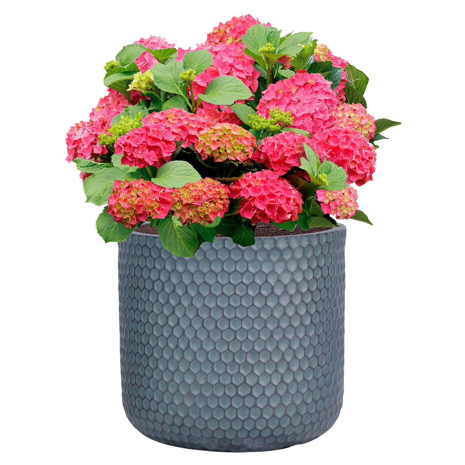 Honeycomb Style Slate Grey Cylinder Round Outdoor Planter D31 H30.5 cm, 23 ltrs Cap.