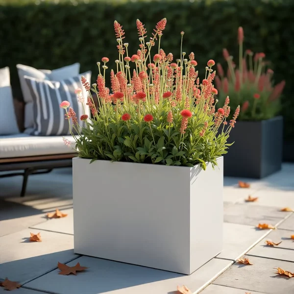 Light Concrete White Trough Planter H40 L50 W20 cm, 40 ltrs Cap.