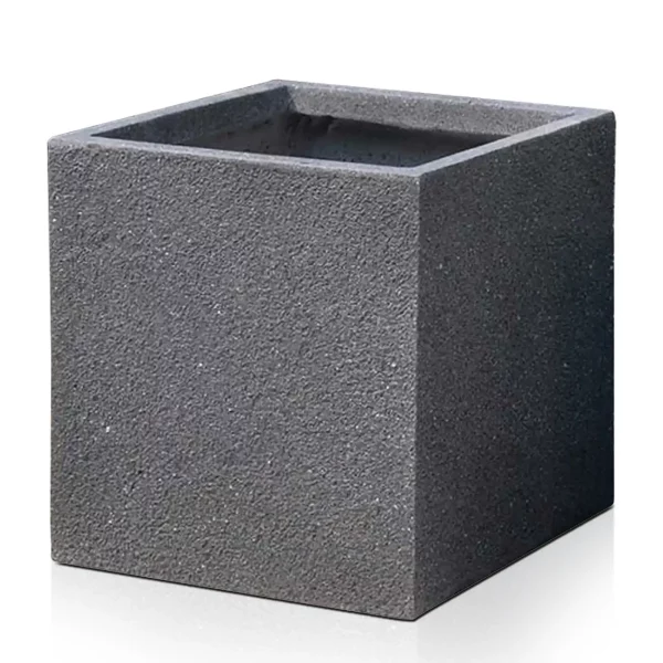 Textured Concrete Effect Square Grey Outdoor Garden Planter W39.5 H40 L39.5 cm, 62 ltrs Cap.
