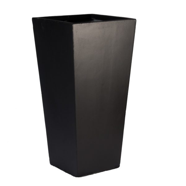 Tall Tapered Black Light Concrete Garden Planter H38.5 L18.5 W18.5 cm, 13 ltrs Cap.