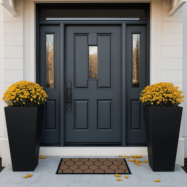 Tall Tapered Black Light Concrete Garden Planter H89 L43 W43 cm, 165 ltrs Cap.