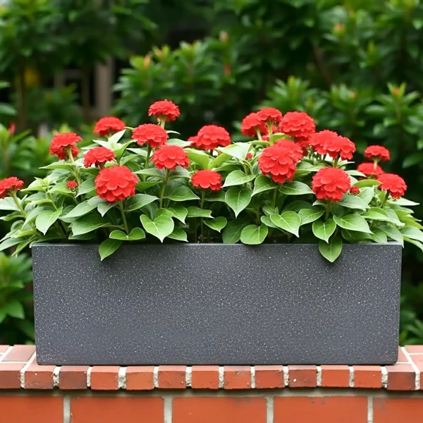 Window Box Textured Concrete Effect Grey Outdoor Garden Planter L70 W22.5 H23.5 cm, 37 ltrs Cap.